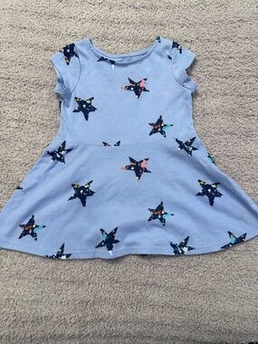 Cat & Jack Blue Star Print Dress 12M ⭐ Short Sleeve Toddler Dress